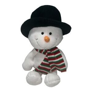 Chosun Snowman Plush Stuffed Animal Hat Striped Scarf